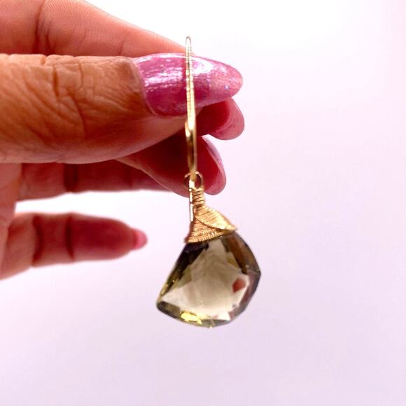 Gold Filled Citrine Earrings Handmade with Faceted Crystal Stones - Picture 5 of 6